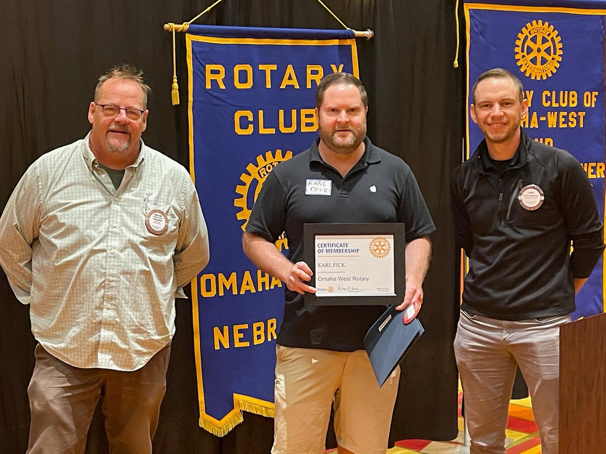 Welcome Karl Fick!  Rotary Club of Omaha West