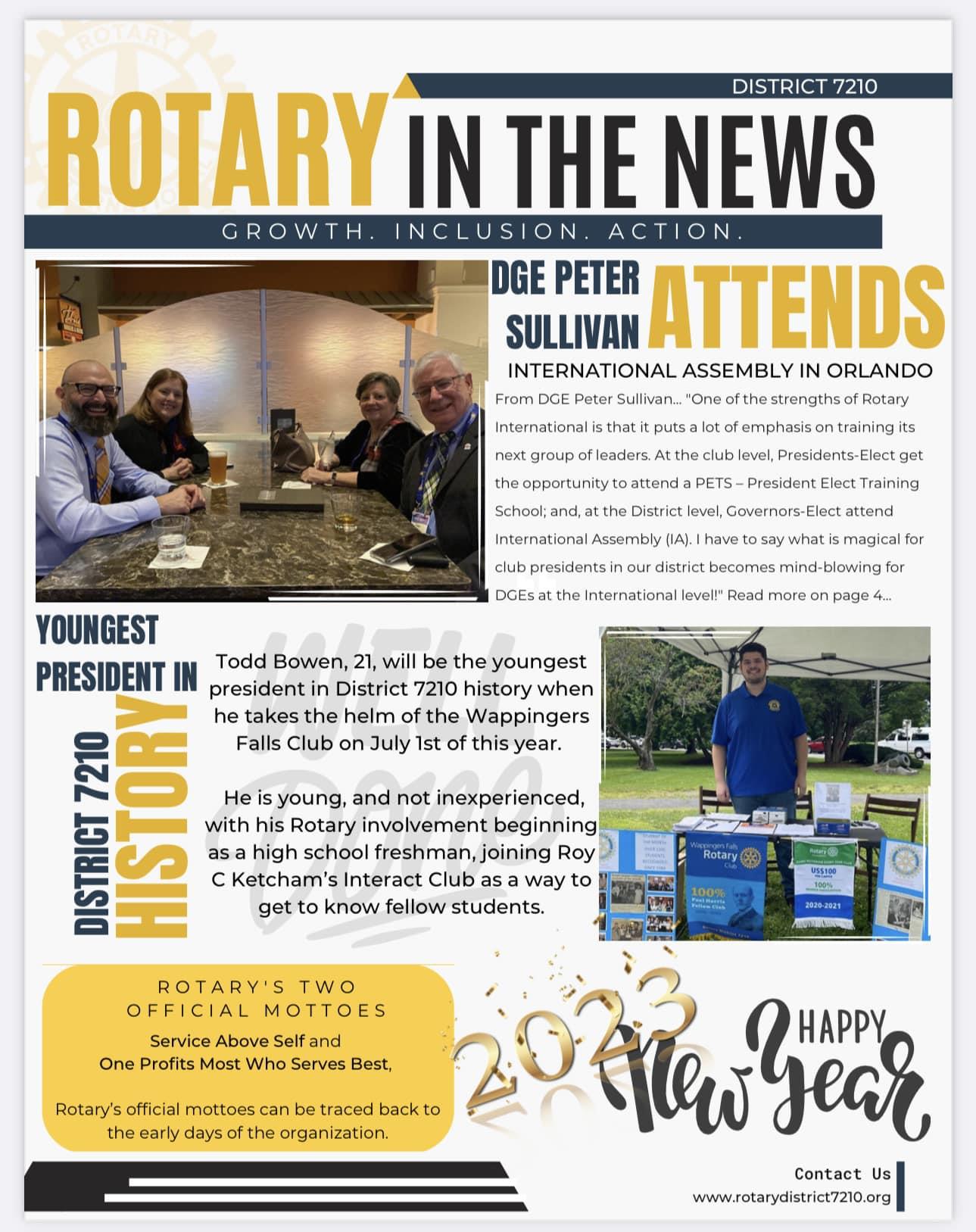 Rotary In The News Rotary Club of Wappingers Falls