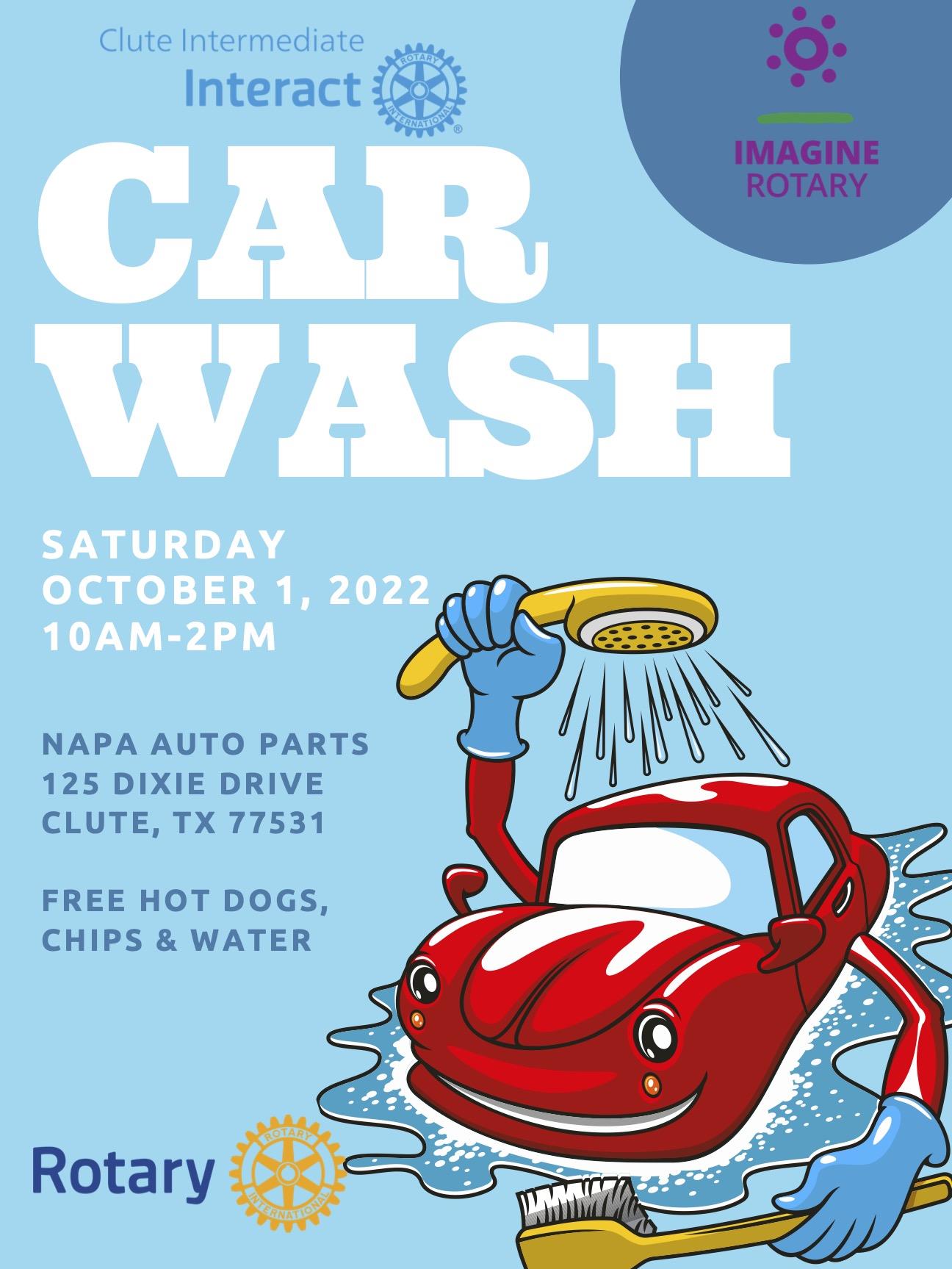 Clute Intermediate Interact will turn your dirty car into a clean one Saturday October 1, 2022 at Napa Auto Parts on Dixie Drive in Clute, TX. 