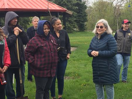 Kathy's pep talk, Planting trees in local parks