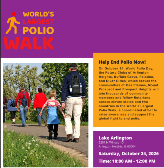World's Largest Polio Walk with Rotary Clubs of Buffalo Grove, Arlington Heights, Palatine and River Cities
