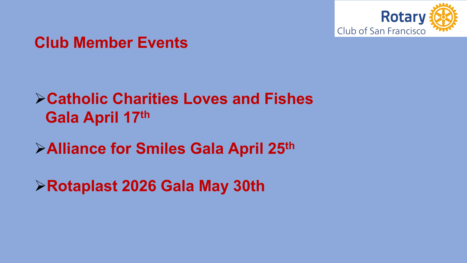 Upcoming Galas