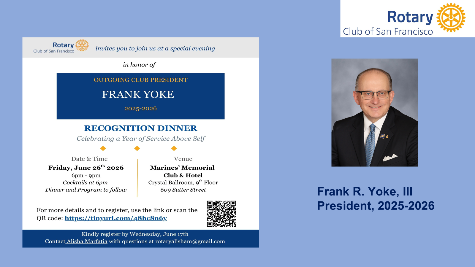 Recognition dinner for President Frank Yoke
