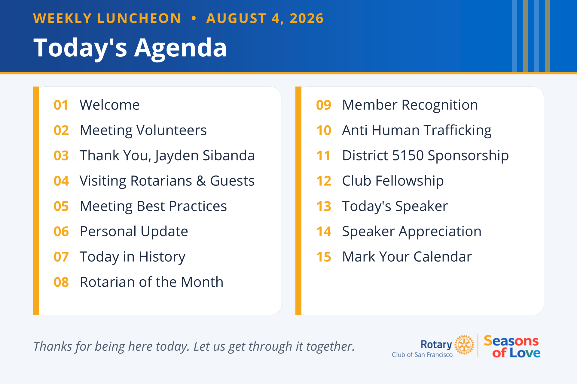 August 4, 2026 agenda
