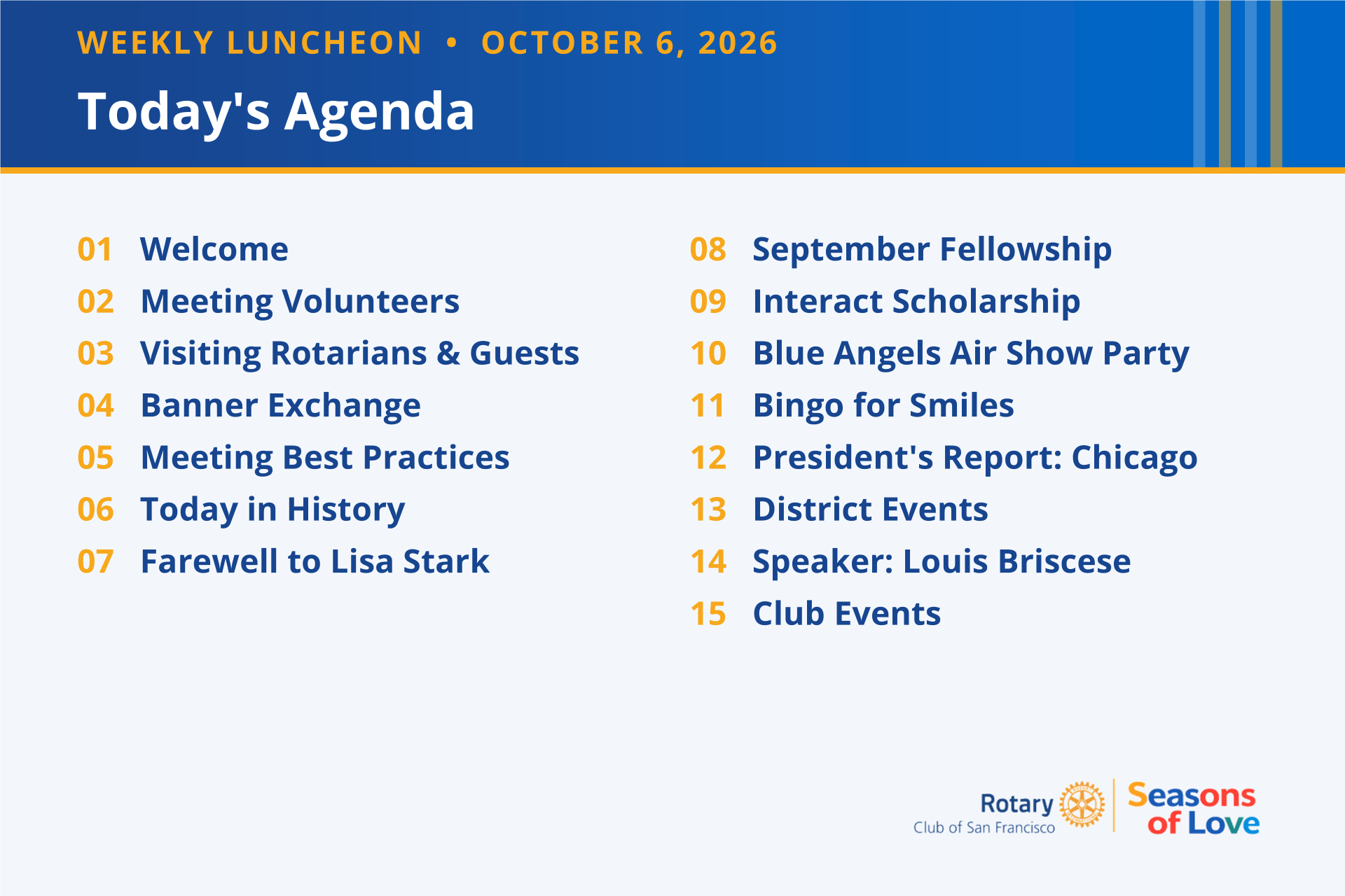 October 6 agenda
