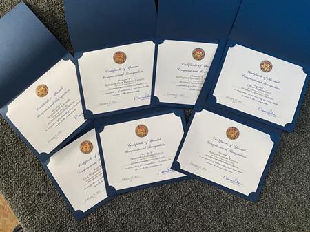 Congressional Certificates of Commendation