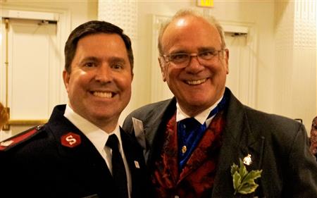 December 2016: John Mathers with Major Raymond Erickson-King at the annual Holiday Party at the Westin St. Francis Hotel