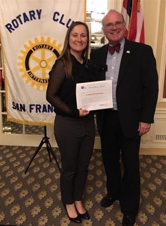 President John Mathers honored Laine Hendricks for serving as a first responder in the North Bay fires.