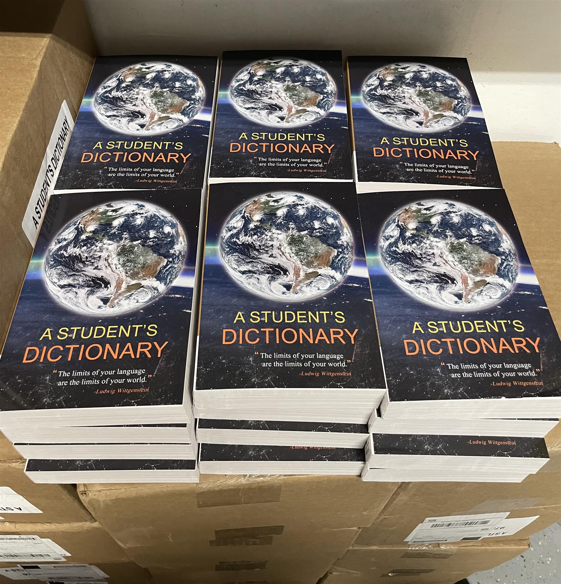 Dictionaries in boxes ready to get into third grader hands!