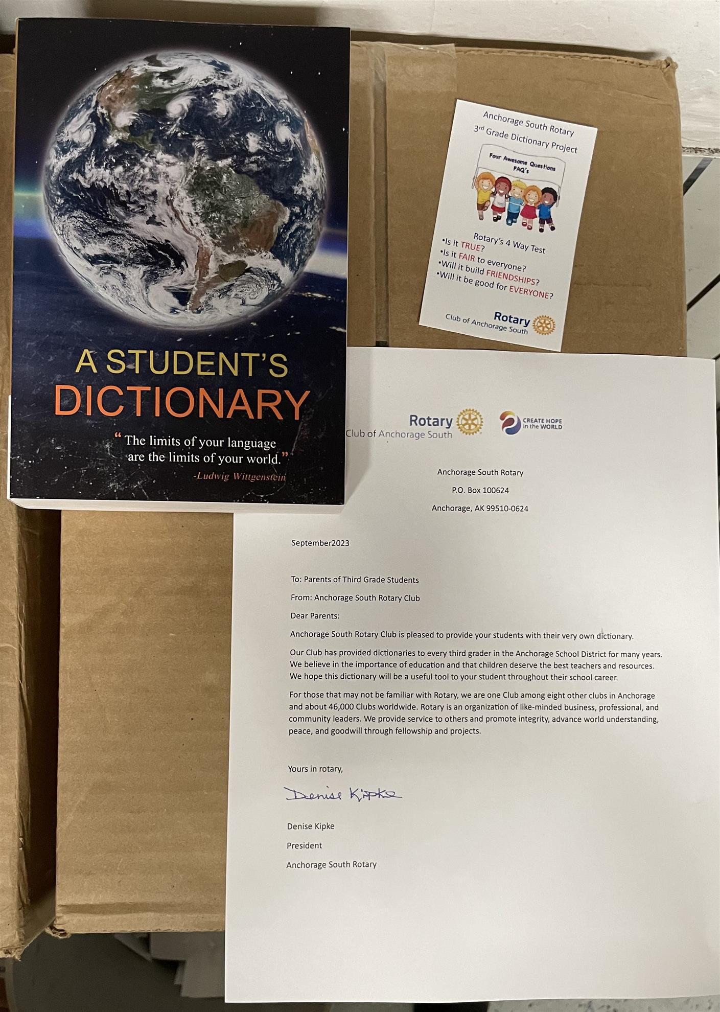 Every dictionary comes with a letter from ASR president Denise Kipke