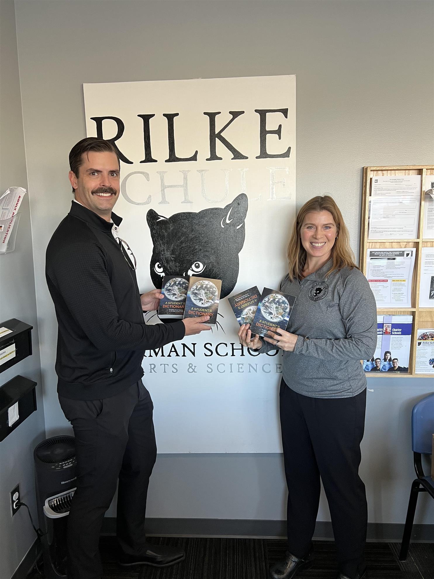 Rotarian Matt Huffman delivers dictionaries to Rilke Schule!