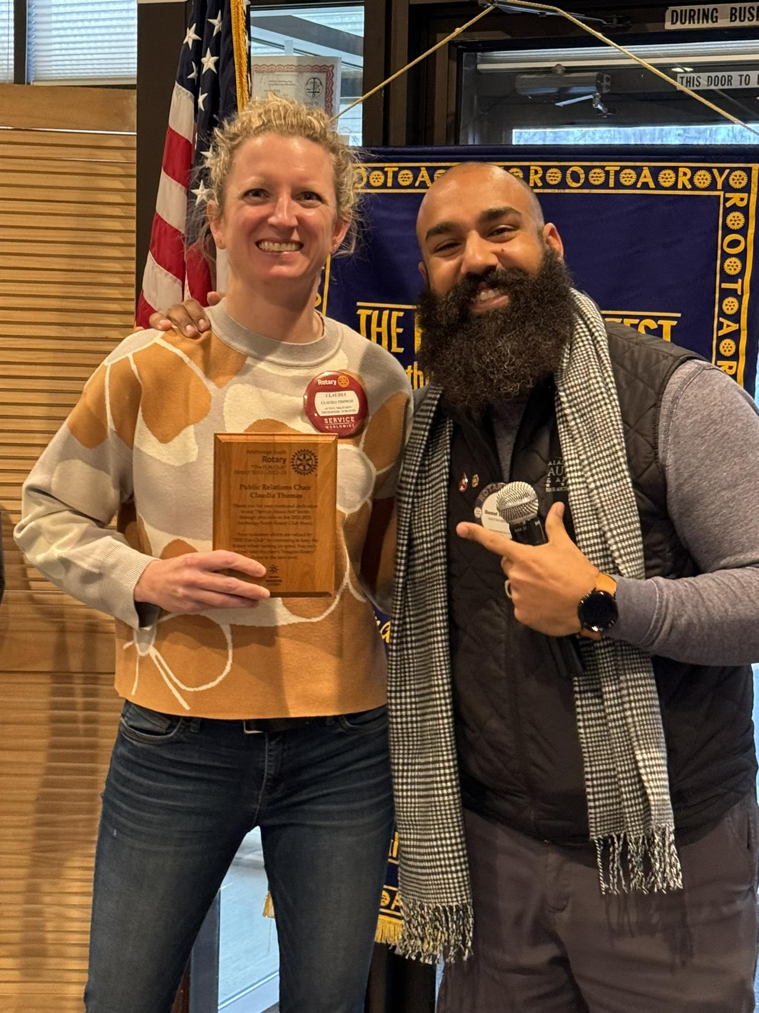 Rotarian Claudia Thomas is recognized for her outstanding work on the public relations front!