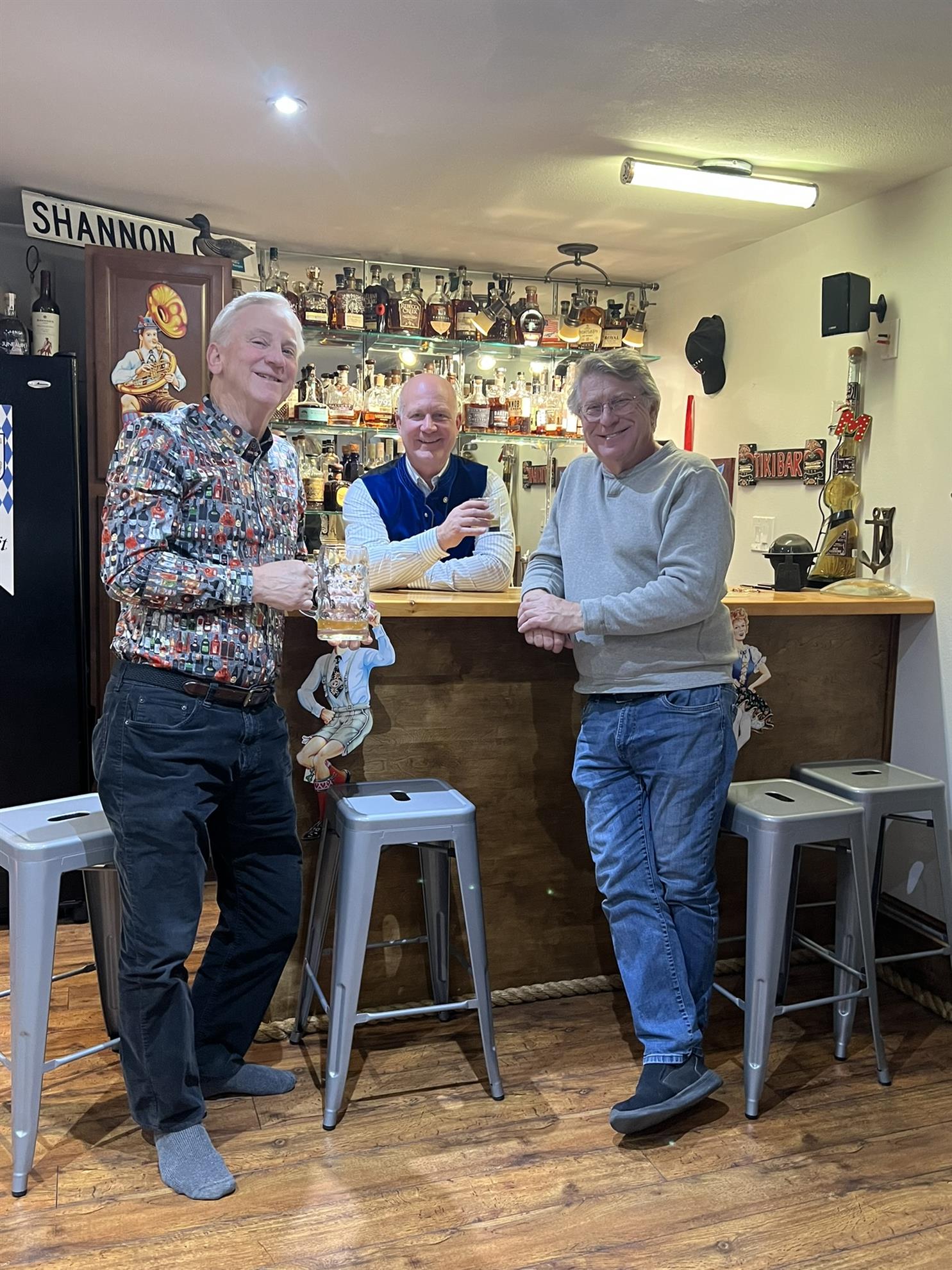 Rotarians celebrating Octoberfest at Past DG, Mike (and wife Shannon) Ferris's house.	