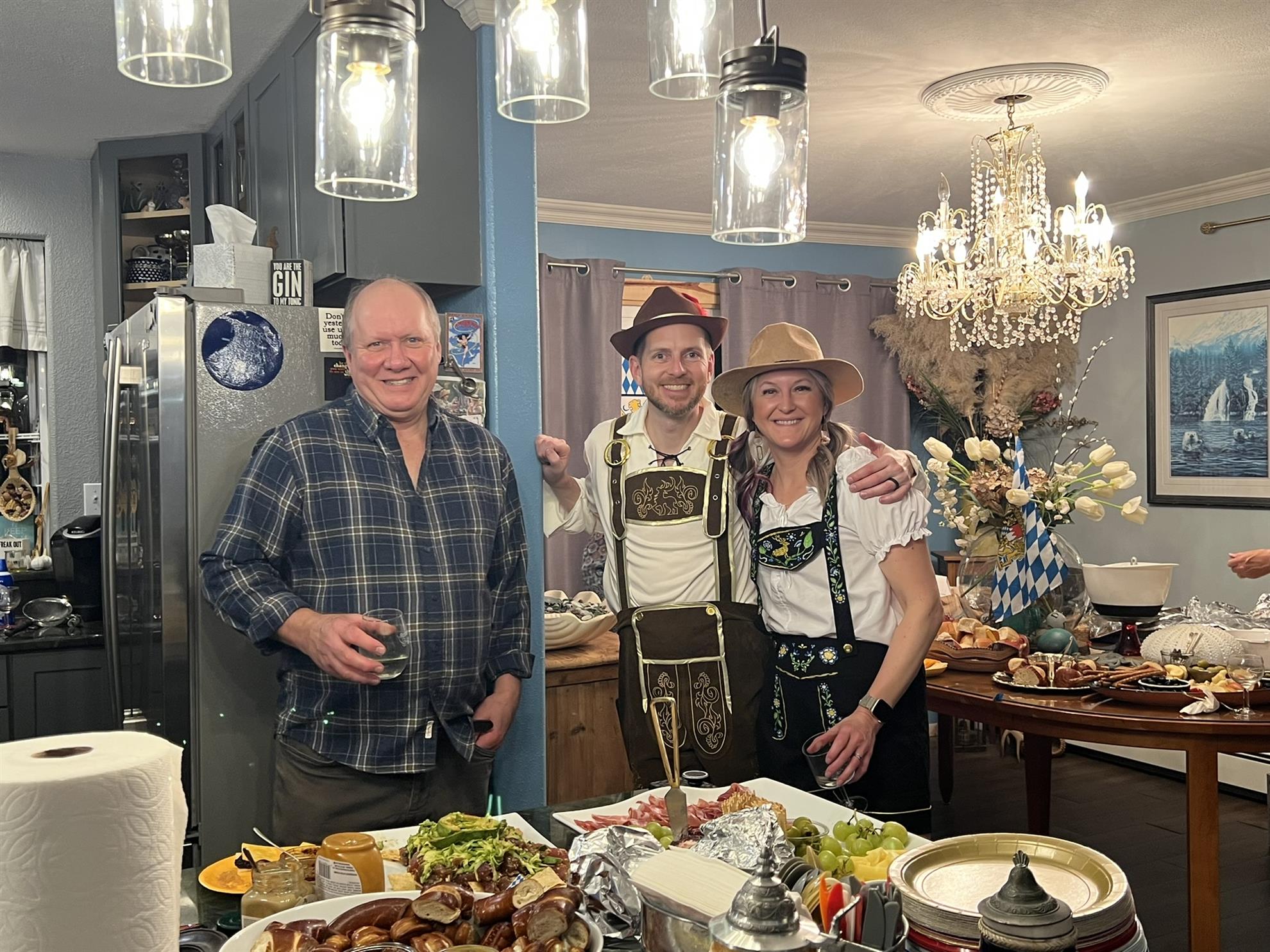 Rotarians celebrating Octoberfest at Past DG, Mike (and wife Shannon) Ferris's house.  