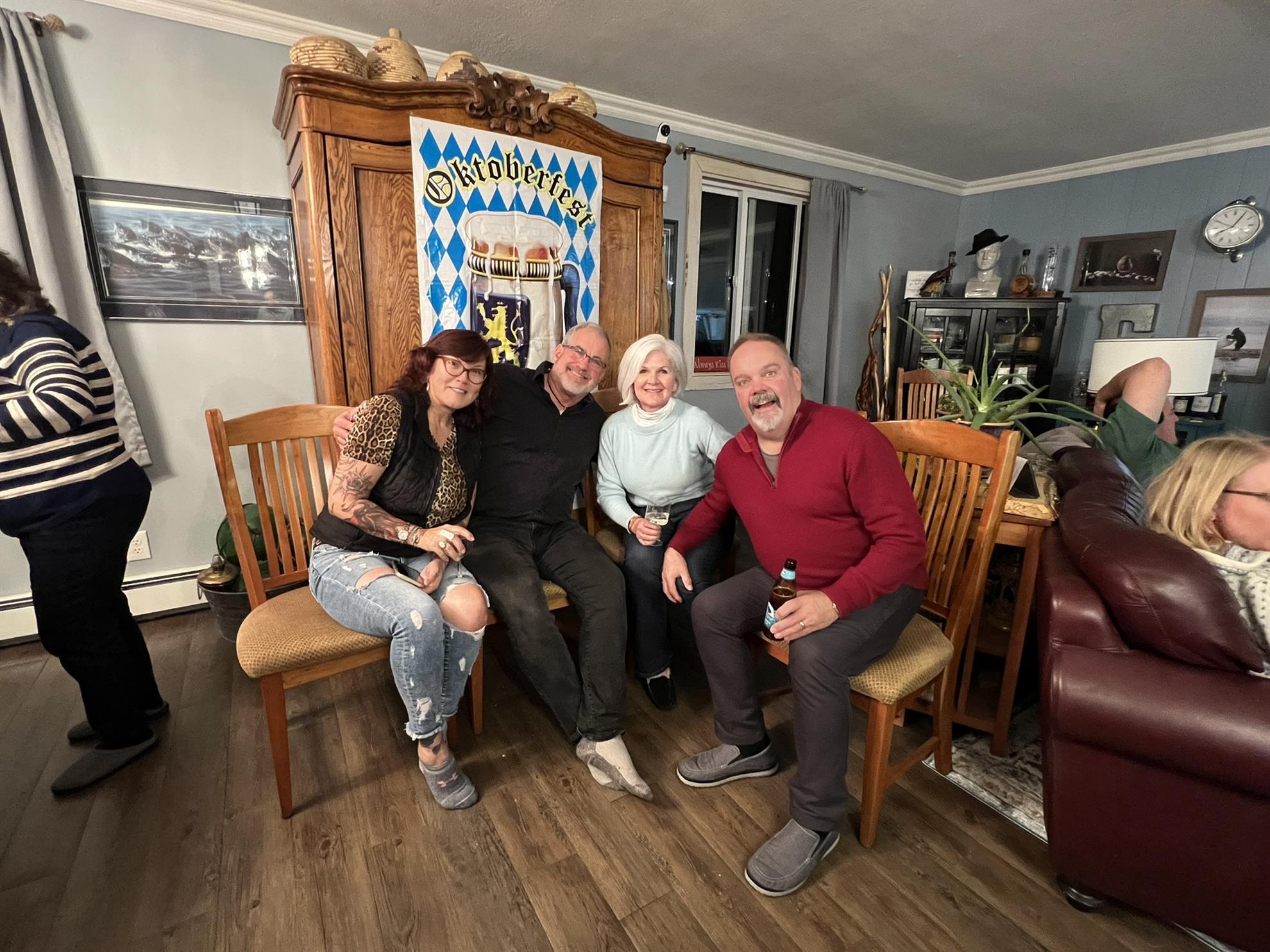 Rotarians celebrating Octoberfest at Past DG, Mike (and wife Shannon) Ferris's house.  