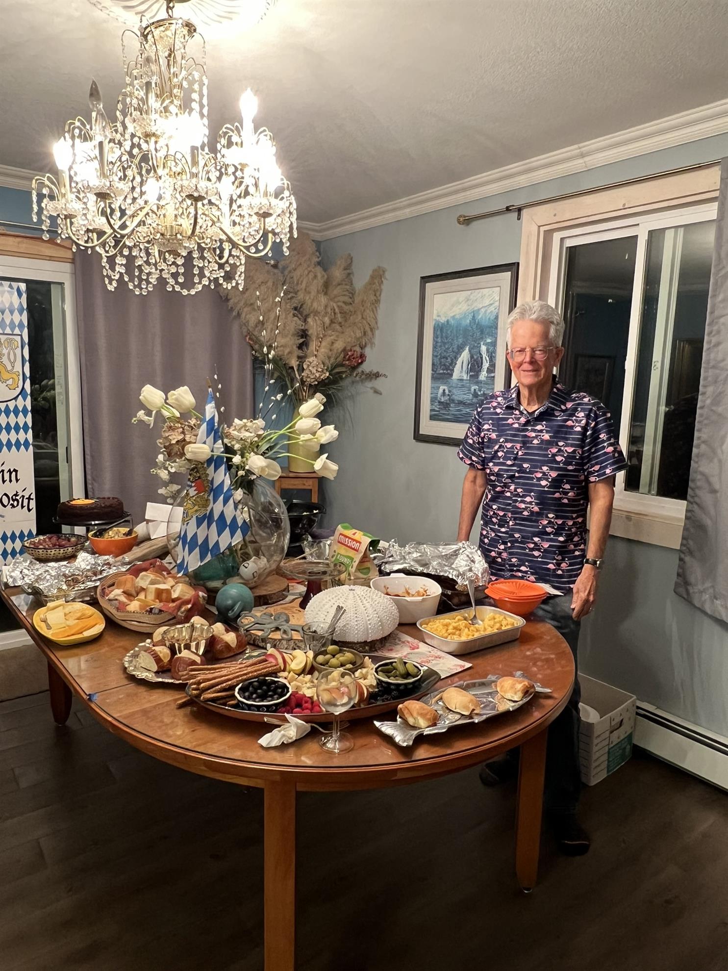 Rotarians celebrating Octoberfest at Past DG, Mike (and wife Shannon) Ferris's house.  