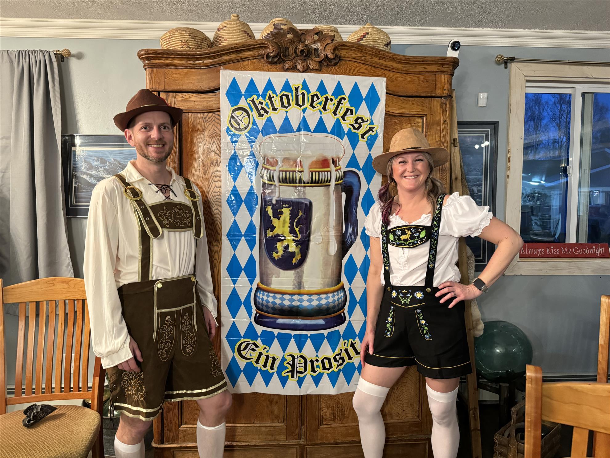 Rotarians celebrating Octoberfest at Past DG, Mike (and wife Shannon) Ferris's house.  