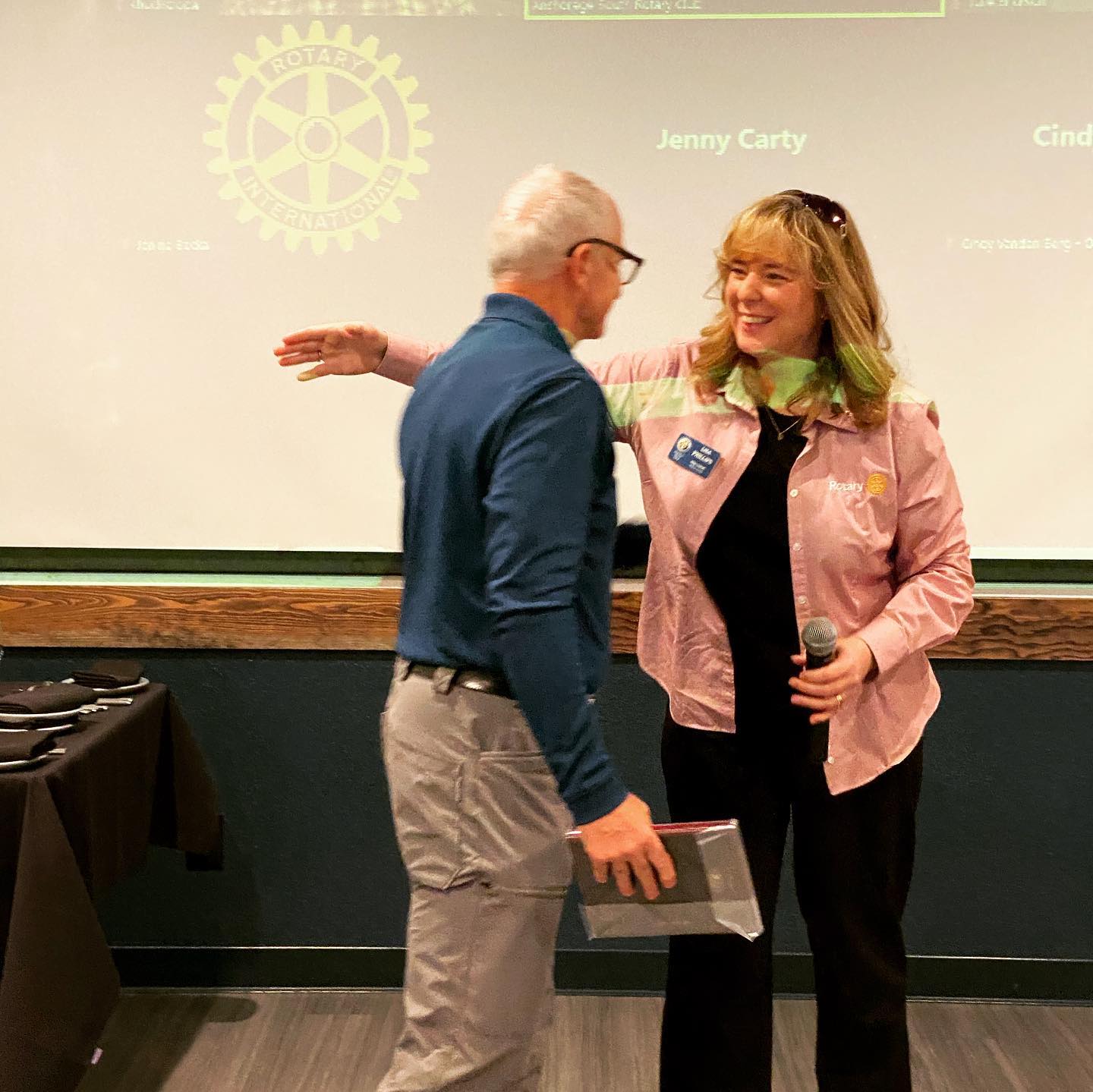 Dean McVey recognized for his work as treasurer for the District.