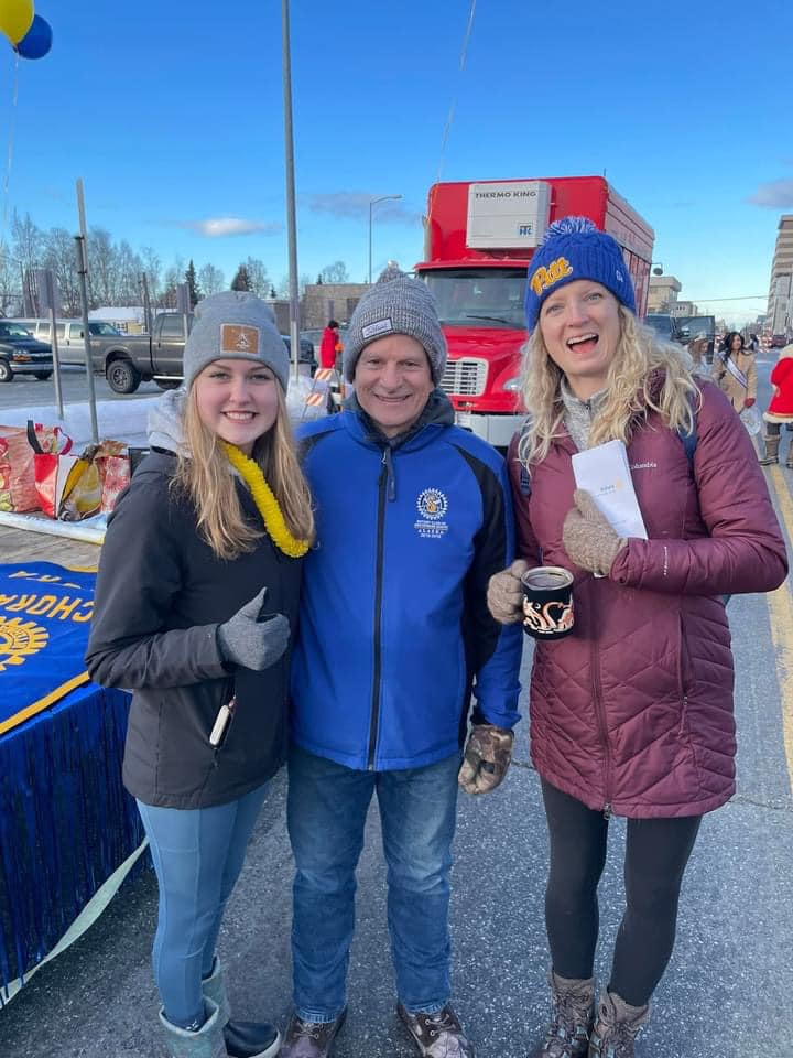 Outbound Molly, Past President Dean and Claudia - parade ready!
