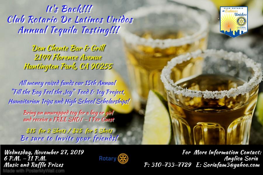 CRLU Annual Tequila Tasting is Back!!! | Club Rotario de Latinos Unidos