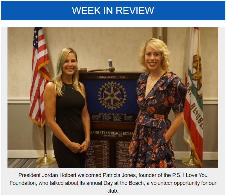 Weekly Review Aug 2, 2021 | Rotary Club of Manhattan Beach