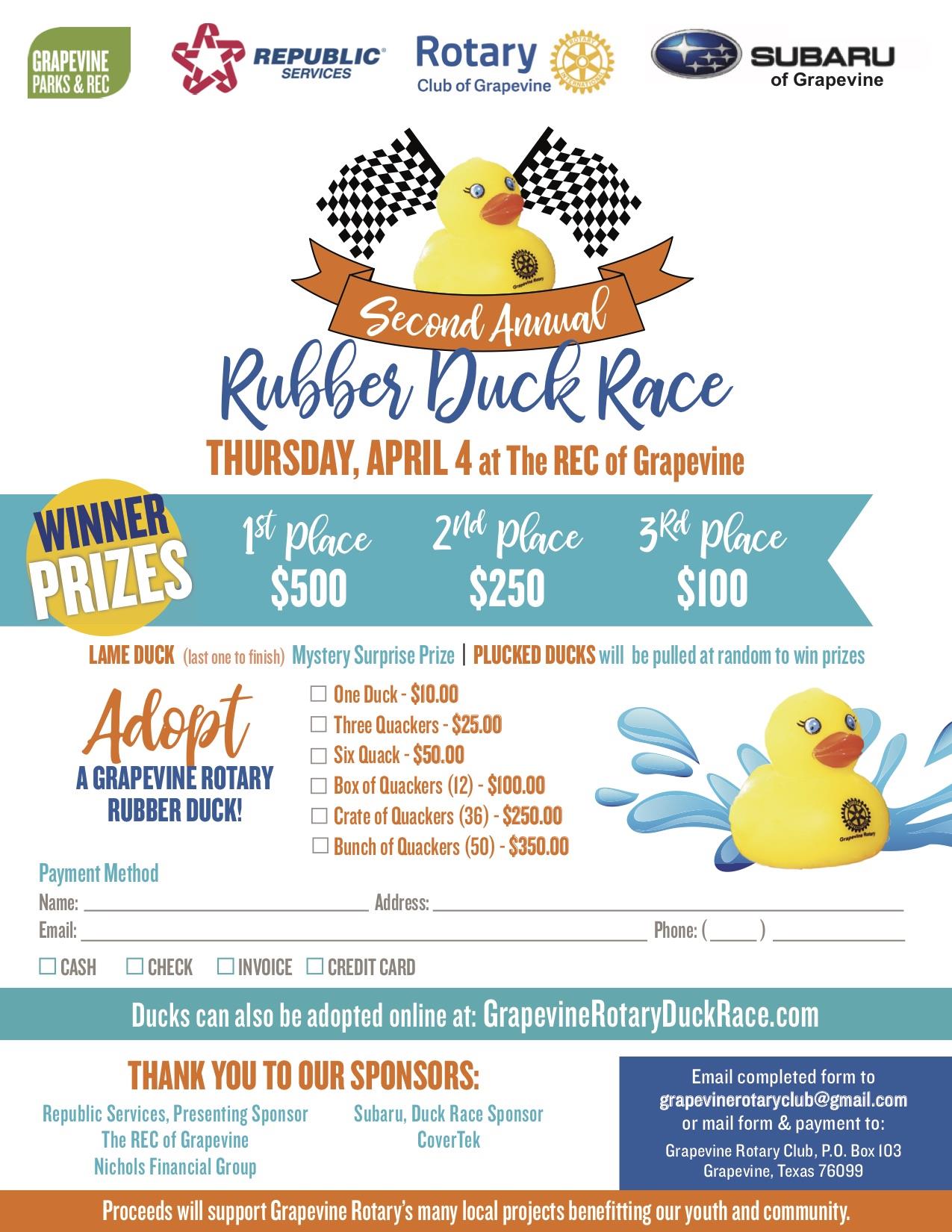 Rotary Rubber Duck Race Rotary Club of Grapevine