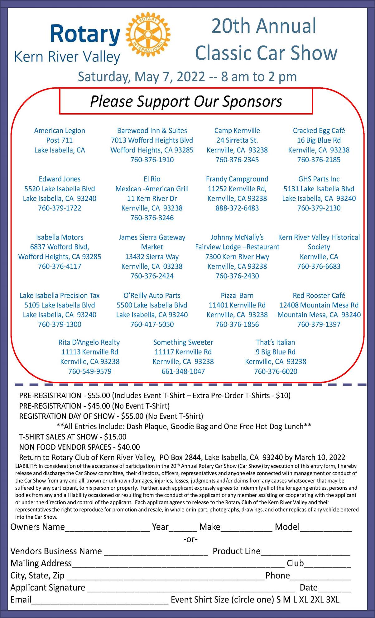 20th Annual Classic Car Show, Riverside Park, Kernville CA, Saturday