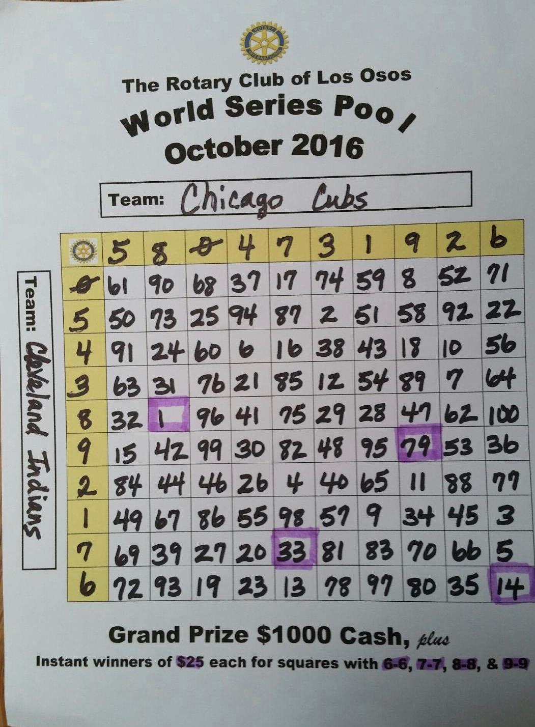 World Series Pool 2016 Rotary Club Of Los Osos