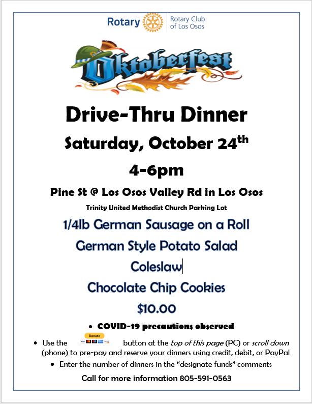 Oktoberfest DriveThru Dinner Rotary Club of Los Osos