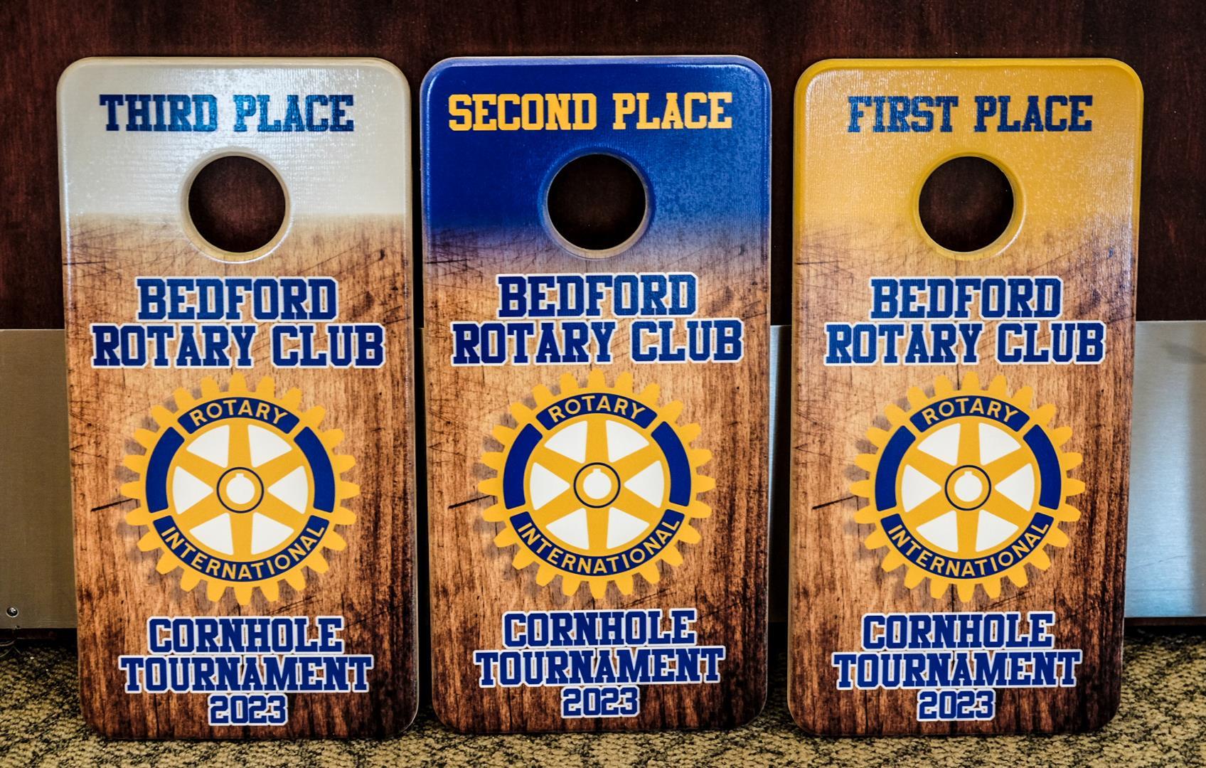 Sponsored Cornhole Boards at the Bedford Rotary Annual Cornhole Tournament