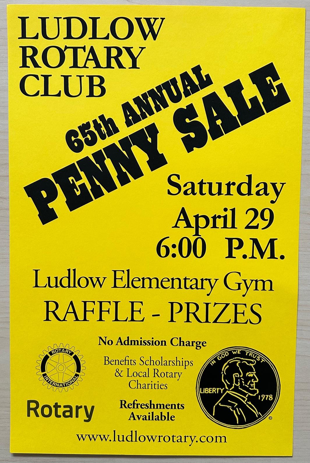 65th Annual Penny Sale Rotary Club of Ludlow