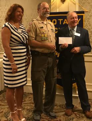President-Elect Monique Ruth, Monique Ruth, Jeff Scott -Boy Scout Troop 292 Hooksett and President Peter Labombarde at the QCR Award Ceremony