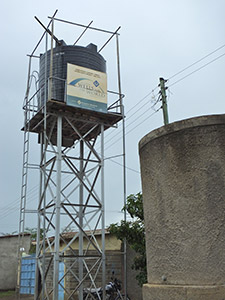 elevated steel water tower and tank in Africa