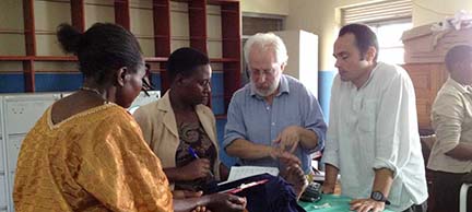 Richard Mandell teaching acupuncture in Uganda
