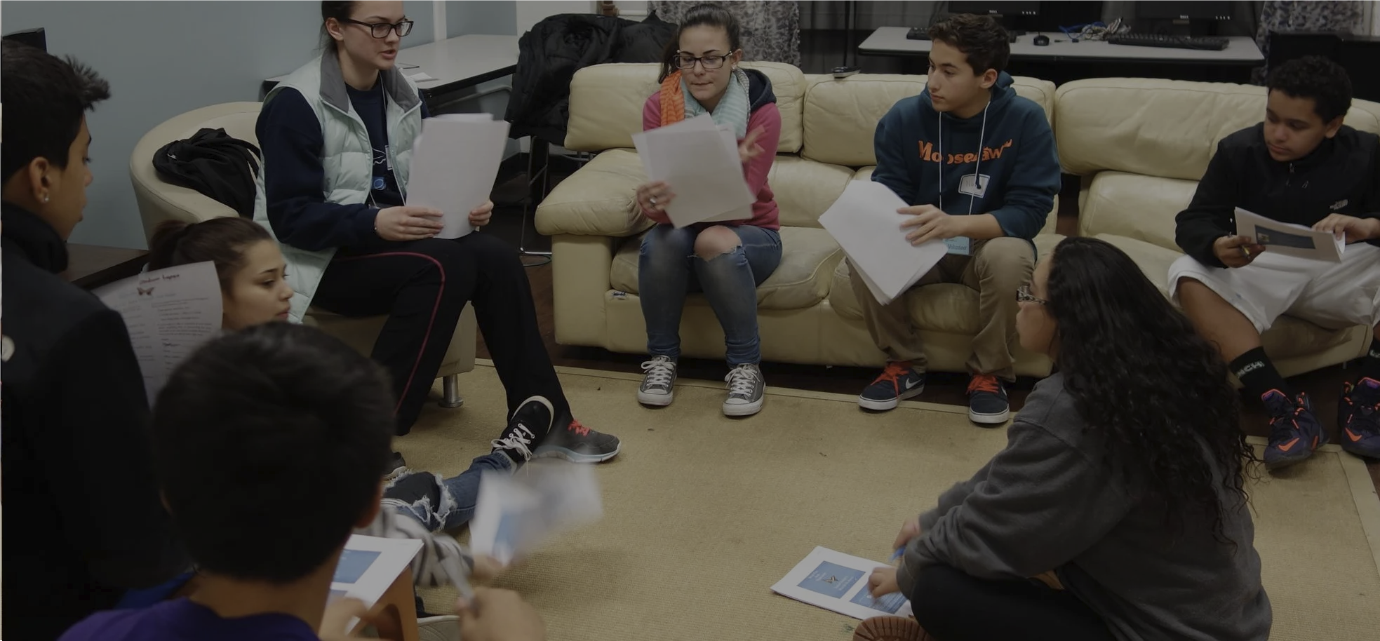 Young people participating in a group leadership program