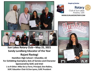 Sandy Lundberg Educator of the Year | Rotary Club of Sun Lakes