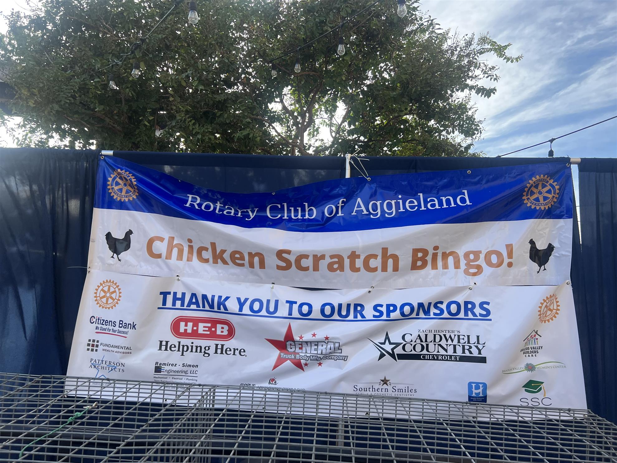 The Chicken Scratch Bingo banner.