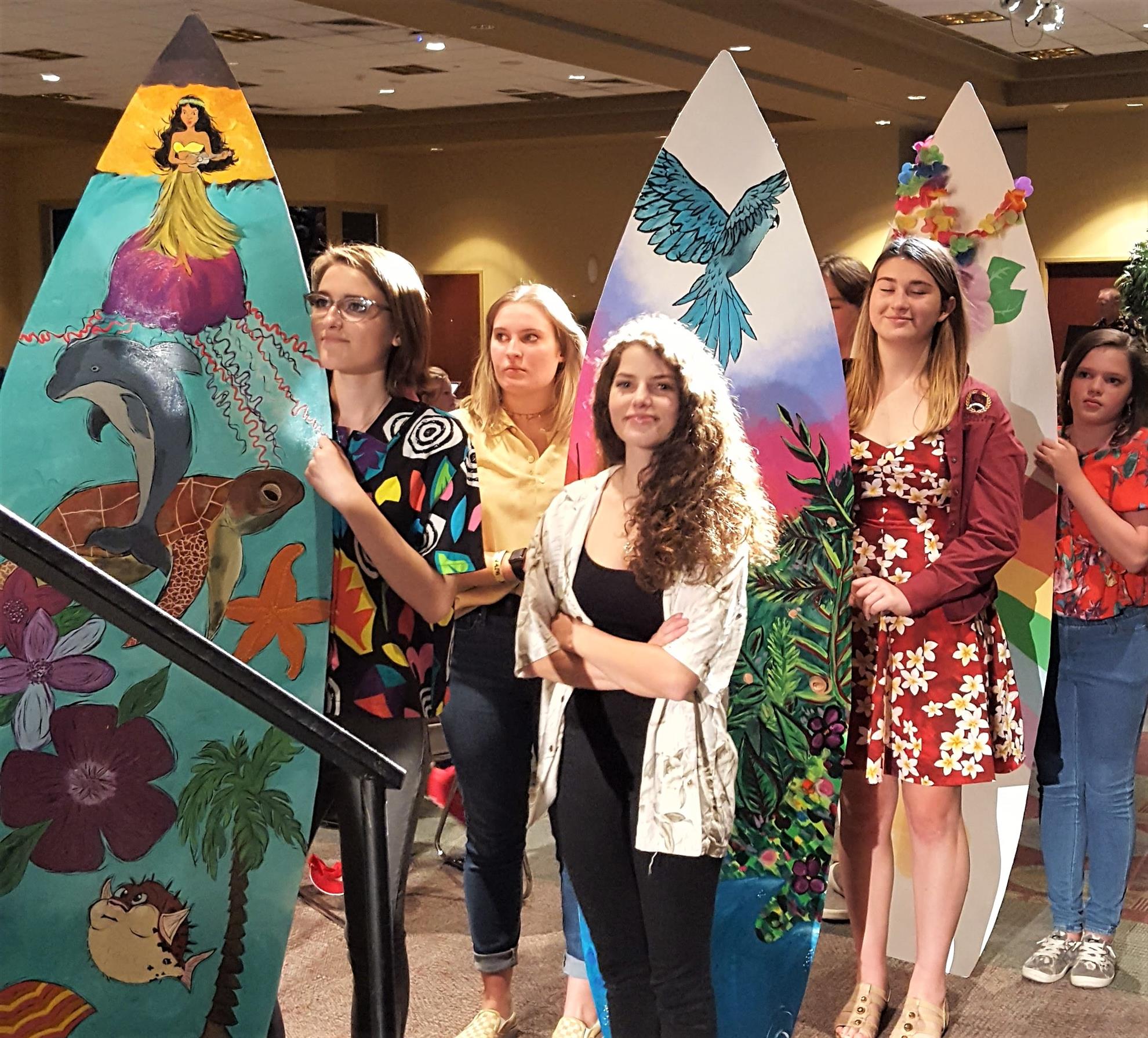 IFAA Interact Students Display Their Surfboards. NChavez photo
