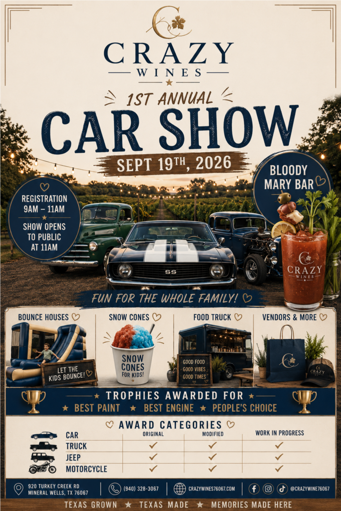 Crazy Wines Classic Car Show (*Need Volunteers)