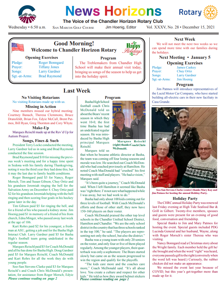 July 20 Rotary San Marcos Newsletter