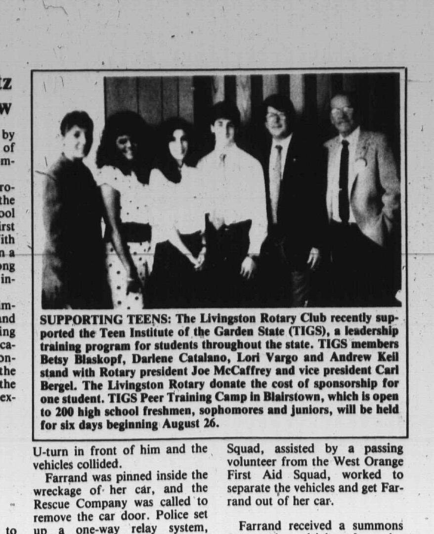 Livingston Rotary supports Teen Institute participants, 1988
