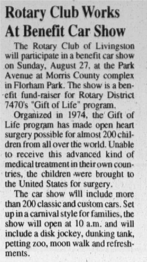 Tribune clipping: A car show for Gift of Life
