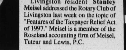 Tribune item: Meisel addresses Rotary on the Taxpayer Relief Act