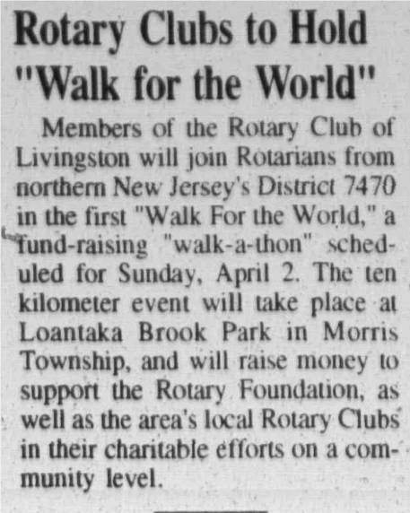 Tribune clipping: Joining the first Walk for the World