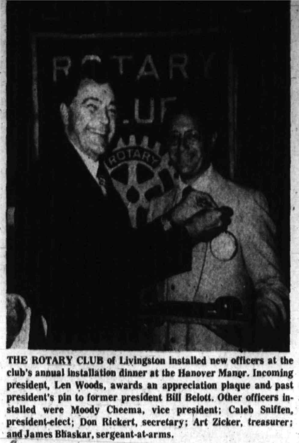 Newspaper clipping: New officers installed, West Essex Tribune