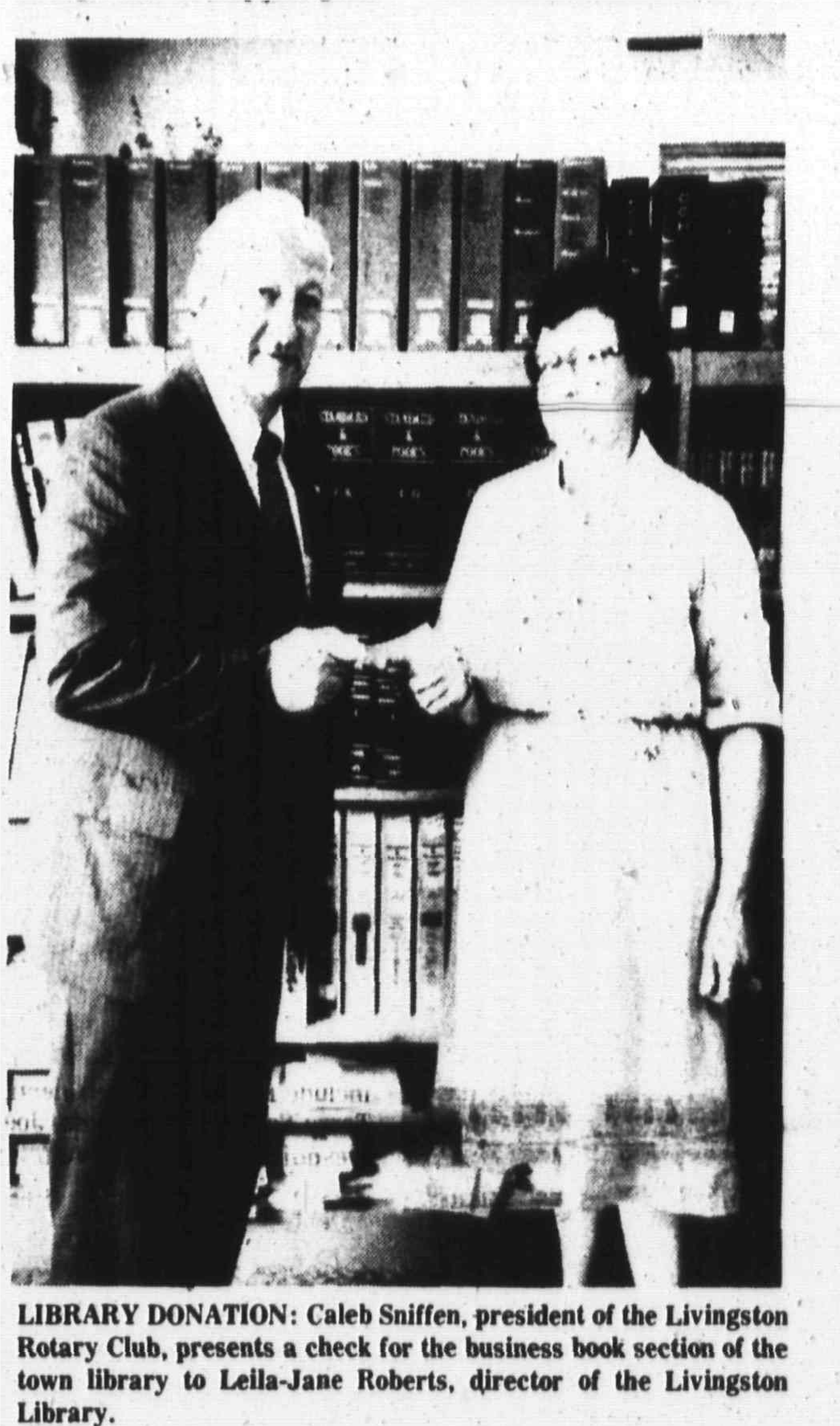 Newspaper clipping: Another gift of business books, West Essex Tribune