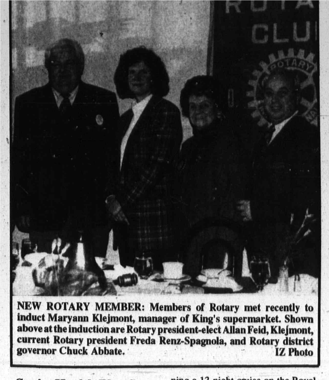 Tribune photo caption: New Rotary Member - Maryann Klejmont inducted
