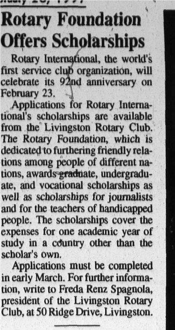 Tribune article: Rotary Foundation Offers Scholarships
