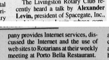 Tribune item: Rotary hears a talk on the internet