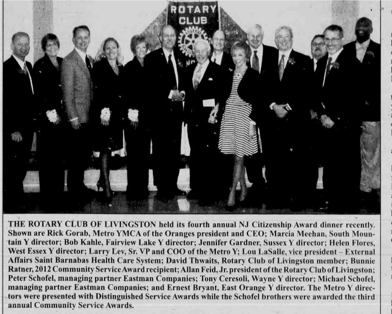 Honorees at the fourth annual New Jersey Citizenship Award dinner, with club president Allan Feid Jr.